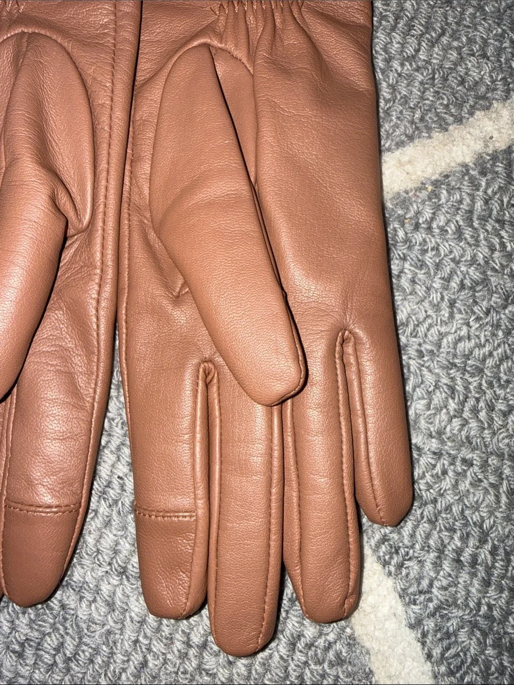 Kate Spade Cognac Goat Leather Touchscreen Gloves L NWT